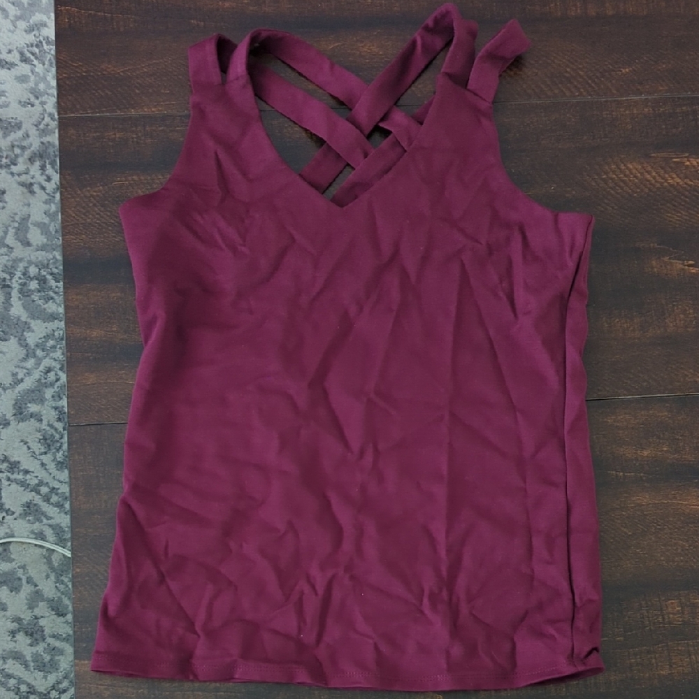Loveappella Red Sleeveless Cut Out Tank Top